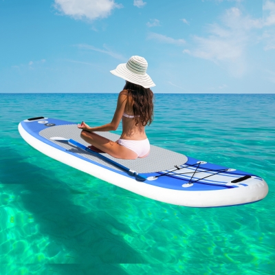 Soozier Inflatable Stand Up Paddle Board, 10'×30"×6" Lightweight & Foldable w/ ISUP Accessories & Carry Bag, Aluminum Paddle, Fix Accessories Set, Air Pump, Leash