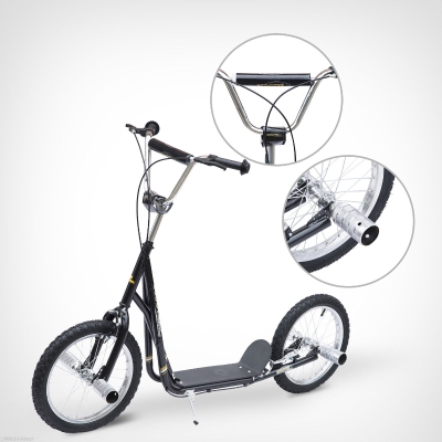 Homcom Adult Teen Kick Scooter Ride-on Stunt Scooter Bike with 16" Pneumatic Tyres