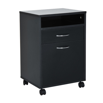 HomCom 24" Rolling End Table Mobile Printer Cart Nightstand Organizer - Black