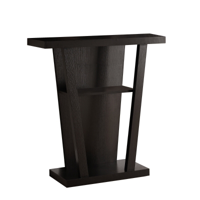 Monarch 32" Modern 3-Tier Open Shelf Design Wood Grain-Look Accent Console Table - Cappuccino Brown Finish
