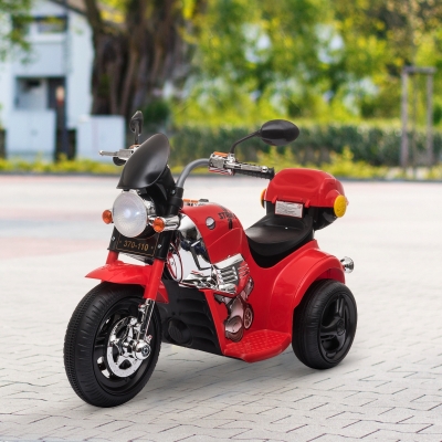 Aosom 6V Electric Kids Ride-On Motorcycle Powered Dirt Bike Battery Scooter w/ Storage Box Red