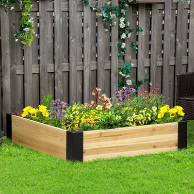 Outsunny 47.25" x 47.25" Raised Garden Bed with Metal Corner Bracket, No Installation Tools Required Planter Box for Growing Vegetables, Flowers, Fruits, Herbs, and Succulents
