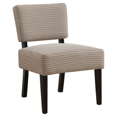 Monarch Contemporary Two-Tone Abstract Dot Pattern Accent Slipper Chair - Light Brown / Black