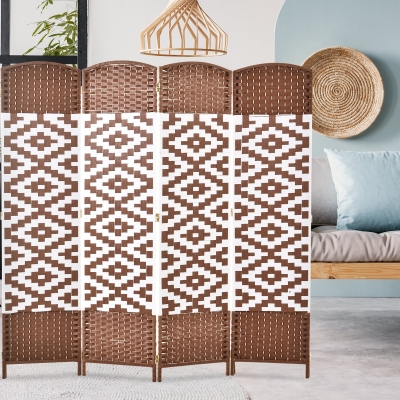 HOMCOM 6FT 4-Panel Diamond Weave Folding Freestanding Room Divider Privacy Screen Accent Style