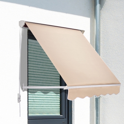 Outsunny 6’x2.3' Drop Arm Window Awning Manual Retractable Canopy Shelter Sunshade (Cream White)