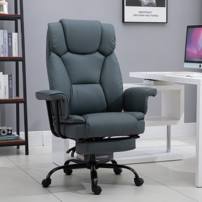 Vinsetto Racing Office Chair with High Back Computer Desk Chair Imitation Cloth PU Leather Padded Executive and Ergonomic Swivel Recliner with Footrest, Grey