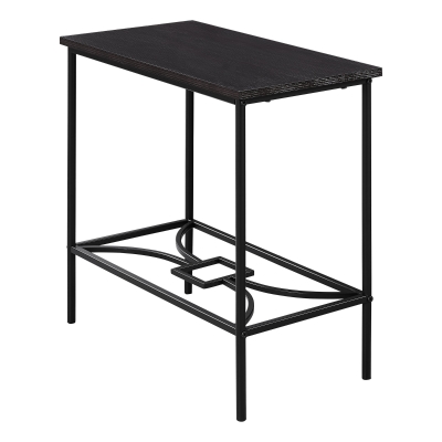 Monarch 22" Elegant Metal Framed Wood Veneer Top Side Accent Table - Cappuccino Brown Finish