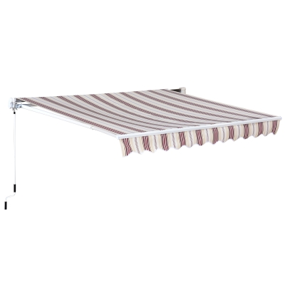 Outsunny 10' x 8' Manual Retractable Sun Shade Patio Awning - Red