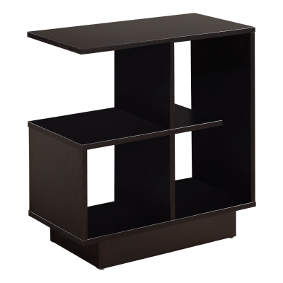 Monarch 24" Modern Wood Grain Open Shelf Elevated Base Side Accent Table - Cappuccino Brown Finish