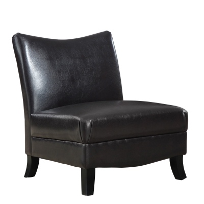 Monarch Contemporary Upholstered Leather-Look Armless Accent Chair - Dark Brown