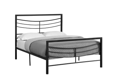 Monarch 56" Contemporary Curved Horizontal Slat Metal Bed Frame - Full Size - Black Finish