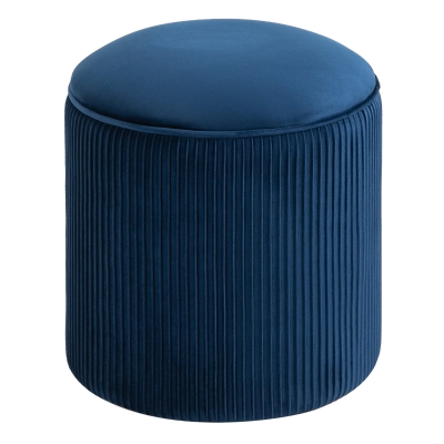HOMCOM 15 Inch Tiny Circle Velvet Foot Rest with Wrinkle Fabric Design and Solid Base