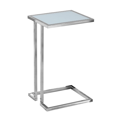 Monarch 24" Contemporary Polished Chrome Frame C-Shaped Side Accent Table - Frosted Glass Finish Top