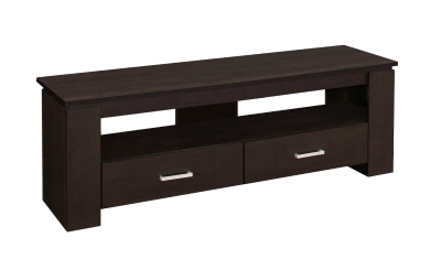 Monarch 48" Modern Wood Grain-Look Open Storage Shelf 2-Drawer Console TV Stand - Cappuccino Brown Finish