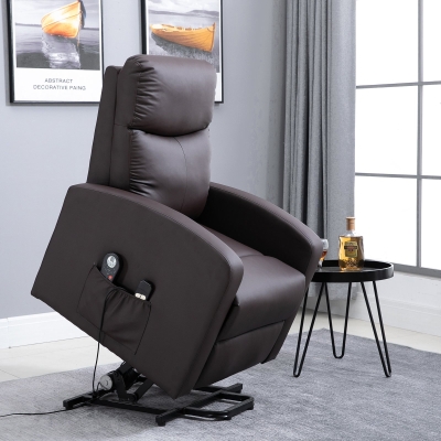 HOMCOM 8- Point Massage Sofa Electric Power Lift Recliner Over Padded PU Leather with Remote Control