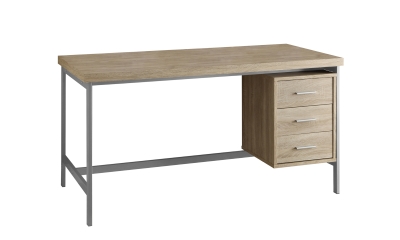 Monarch 60" Contemporary Reclaimed Wood-look Computer Writing Desk - Natural / Silver Metal