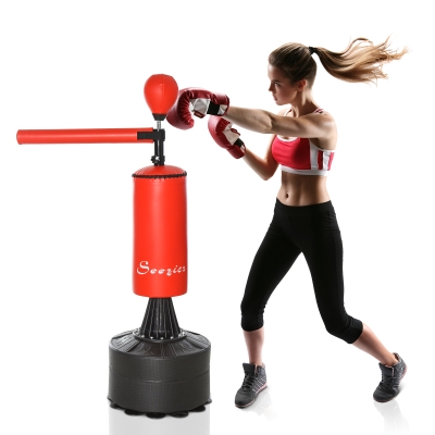Soozier Freestanding Boxing Punch Bag Stand with Rotating Flexible Arm Speed Ball Waterable Base