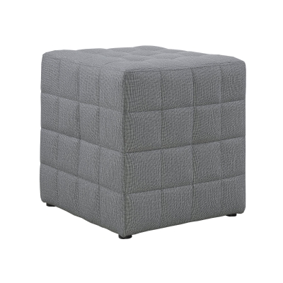 Monarch Padded Linen-Look Tufted Cube Ottoman - Light Grey