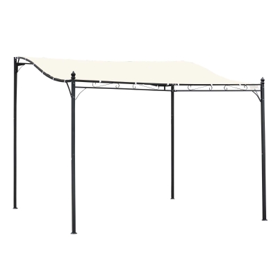 Outsunny 10' x 10' Steel Outdoor Pergola Gazebo Patio Canopy with Durable & Spacious Weather-Resistant Design, Cream White