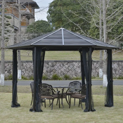 Outsunny 13' Hexagon Hardtop Gazebo, Aluminum Frame, Outdoor