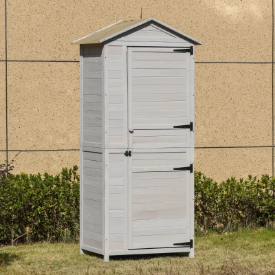 Outsunny Wooden Garden Cabinet, 4-Tier Lockable Organizer