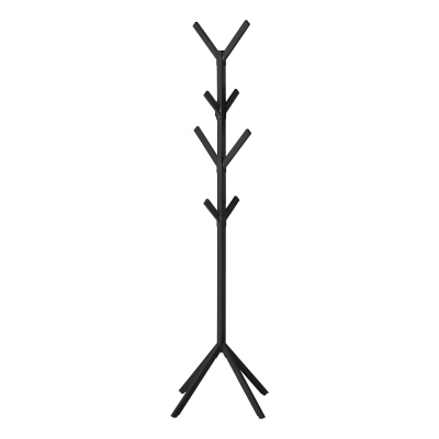 Monarch 70" Freestanding Modern Industrial 4-Tier Metal Coat Rack - Black Metal