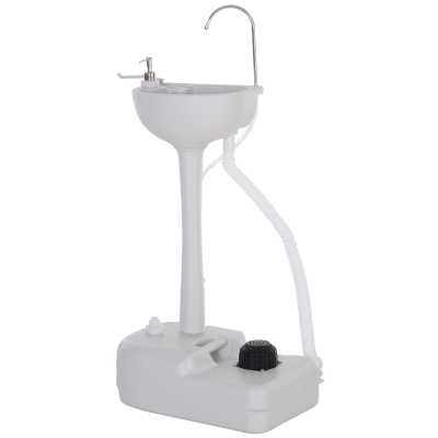 Kleankin 20" 4.5 Gallon Portable Camping Hand Wash Sink with Towel Holder Soap Dispenser Rolling Wheels Faucet Station Outdoor Events Gatherings