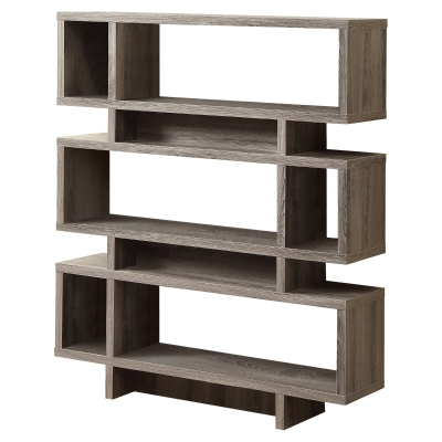 Monarch 55" Modern 3-Shelf Open Storage Cabinet Reclaimed Wood-Look Bookcase - Dark Taupe Finish