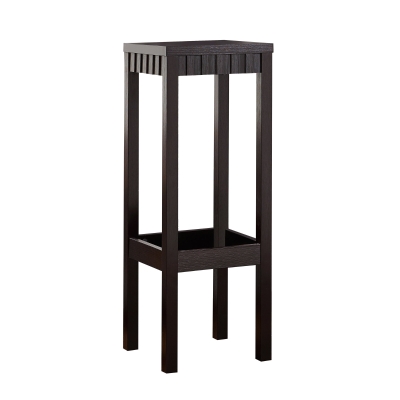 Monarch 32" Symmetrical Carving Design 2-Tier Wood Grain-Look Plant Stand Side Accent Table - Cappuccino Brown Finish