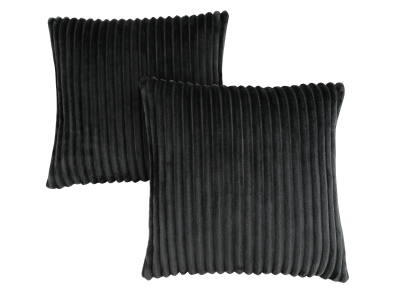 Monarch 18" x 18" Ultra Soft Ribbed Style Throw Pillow (Set of 2) - Black