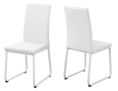 Monarch 2 Piece PU Leather Metal Legged Modern Parson Dining Chair Set - White