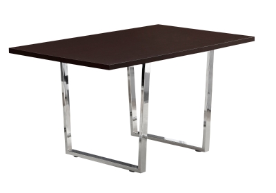Monarch 59" x 36" Rectangular Chrome Metal Leg Modern Dining Table - Cappuccino Brown Finish