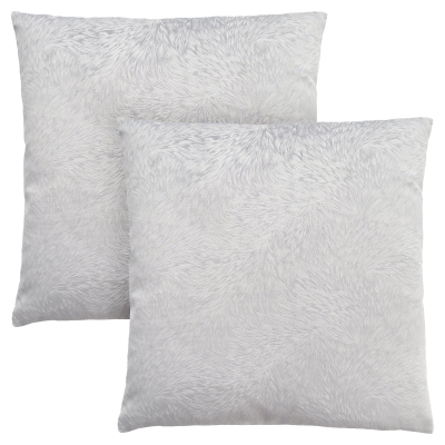 Monarch 18" x 18" Feathered Velvet Throw Pillow (Set of 2) - Light Grey