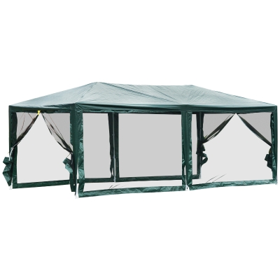 Outsunny 10' x 20' Gazebo Canopy Tent with 4 Removable Mesh Side Walls for Events & Weddings, Green