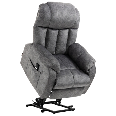 HOMCOM Power Lift Chair Electric Recliner for Elderly, Compact Living Room Chair with Side Pocket & Remote Control, Grey