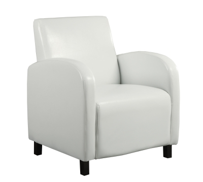 Monarch Upholstered Square Seat High Back Leather-Look Accent Arm Chair - White