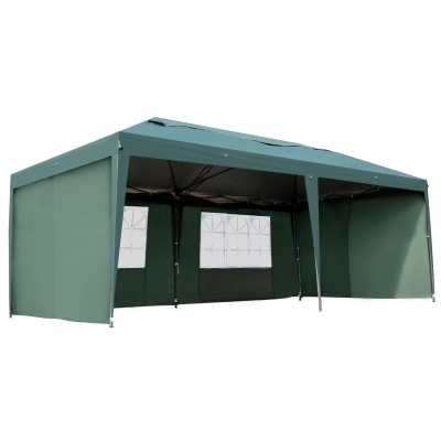 Outsunny 10' x 20' Outdoor Gazebo Canopy Party Wedding Party Tent with 4 Removable Sidewalls - Green