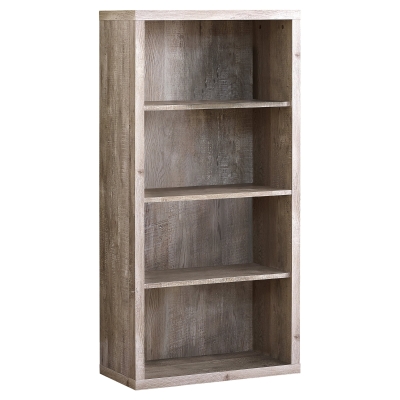 Monarch 48" Contemporary Rustic Adjustable 4 Shelf Reclaimed Wood-look Bookshelf - Taupe