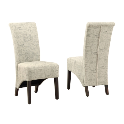 Monarch 2 Piece 40" Vintage French Fabric Pattern Padded High Back Parson Dining Chair Set