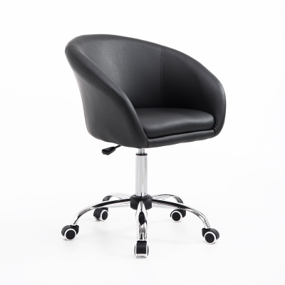 HOMCOM Hydraulic Rolling Faux Leather Height Adjustable Salon Bucket Chair - Black