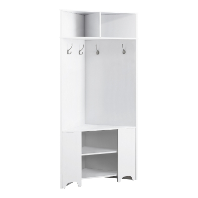 Monarch 67" Transitional Design 4-Hook Coat Rack Corner Hall Tree Storage Shelf Bench - Finish Finish