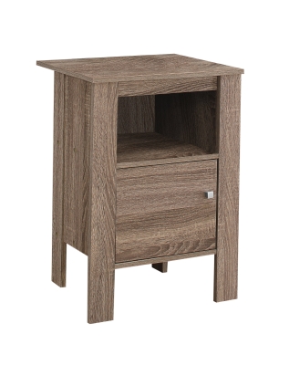 Monarch Versatile Wood Grain Storage Accent End Table Night Stand Cabinet - Dark Taupe Finish