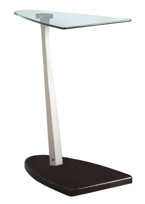 Monarch 24" Contemporary Tempered Glass Top Aluminum Arm Snack C-Shape Side Accent Table - Silver / Black Finish