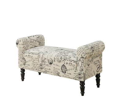 Monarch 44" Traditional Style Vintage French Fabric Bench - Beige