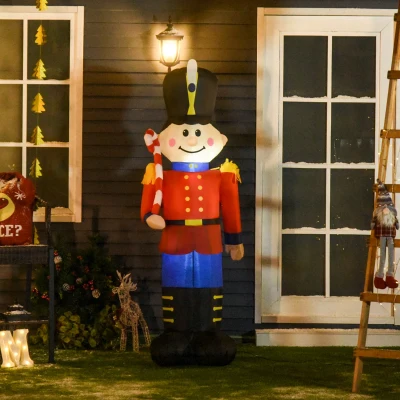 HOMCOM 6ft Inflatable Nutcracker Soldier with LED Lights