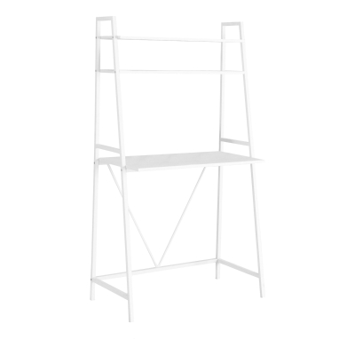 Monarch 32" Contemporary Compact Open Concept Computer Desk with Upper Shelves - White