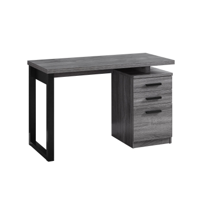 Monarch 48" Contemporary Compact Wood-look 3 Drawer Computer Desk - Grey / Black Metal