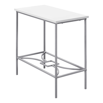 Monarch 22" Elegant Metal Framed Wood Veneer Top Side Accent Table - White Finish