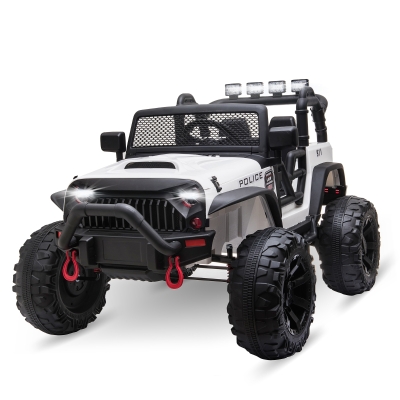Aosom 12V Battery-Powered Kids Electric Ride On Truck Car with Wide Seat, Parent Remote Control & Bluetooth Music, White
