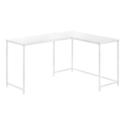 Monarch 58" L Corner Computer Desk - White Top / White Metal Frame